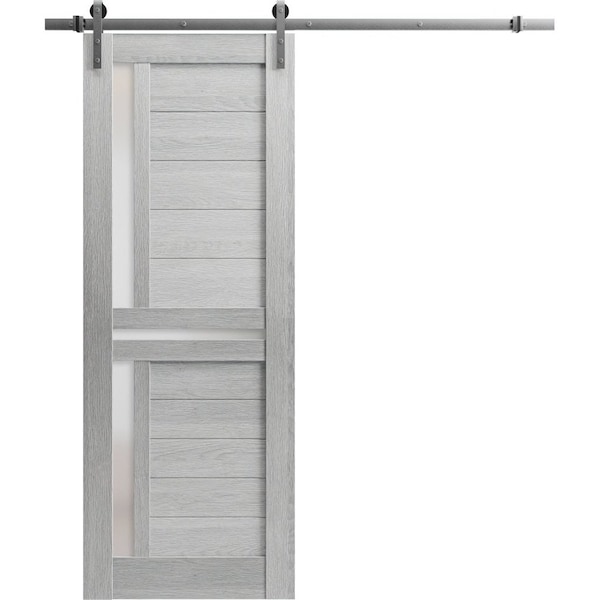 Sartodoors Sliding Closet Bi-fold Doors 48 x 80in, Quadro 4445 Cognac Oak W/ Frosted Glass, Sturdy Tracks QUADRO4445BF-AKA-48 - main